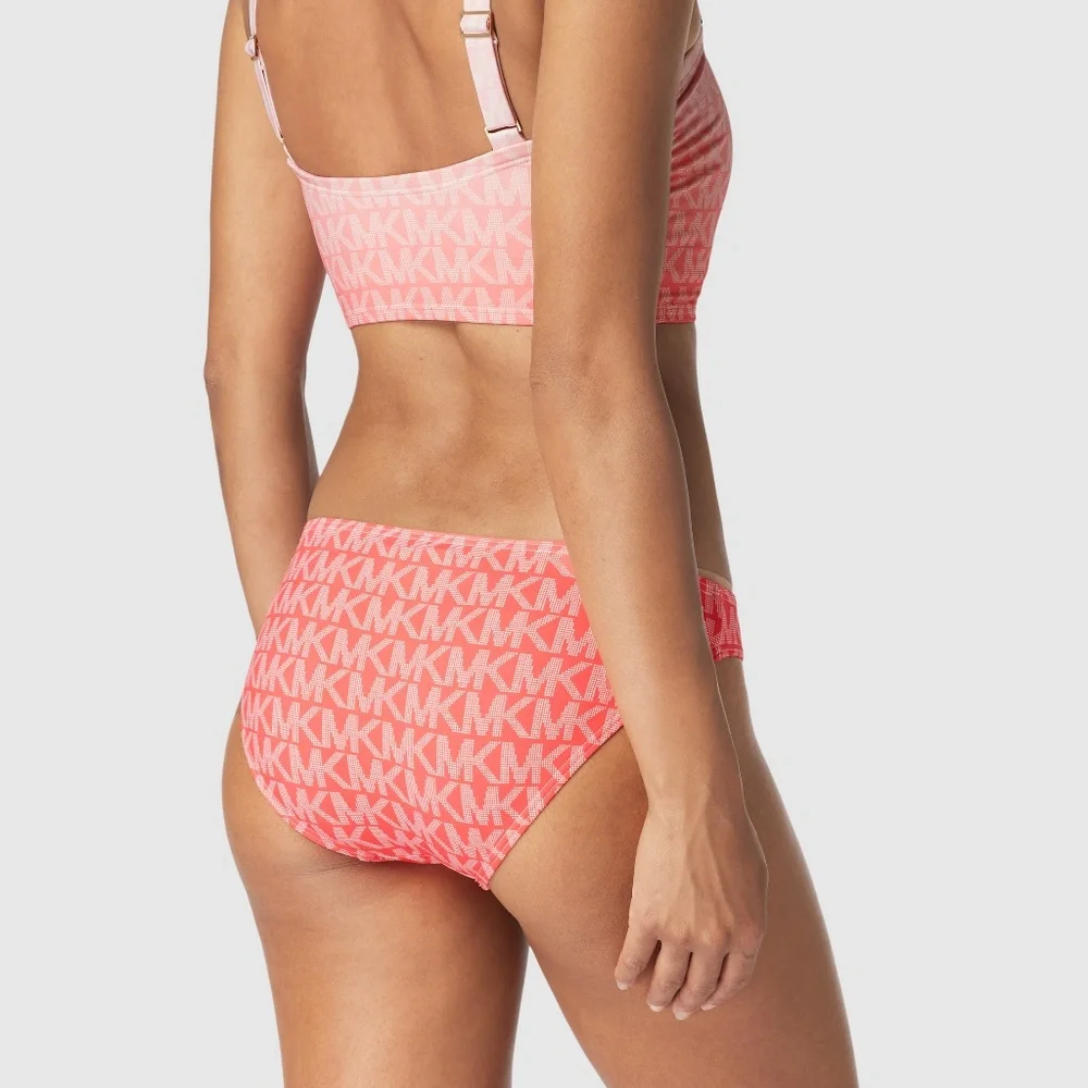 NEW MICHAEL Michael Kors Logo Cropped Bikini Top & Bottom MK 2 PIECE SET NWT - Picture 2 of 3